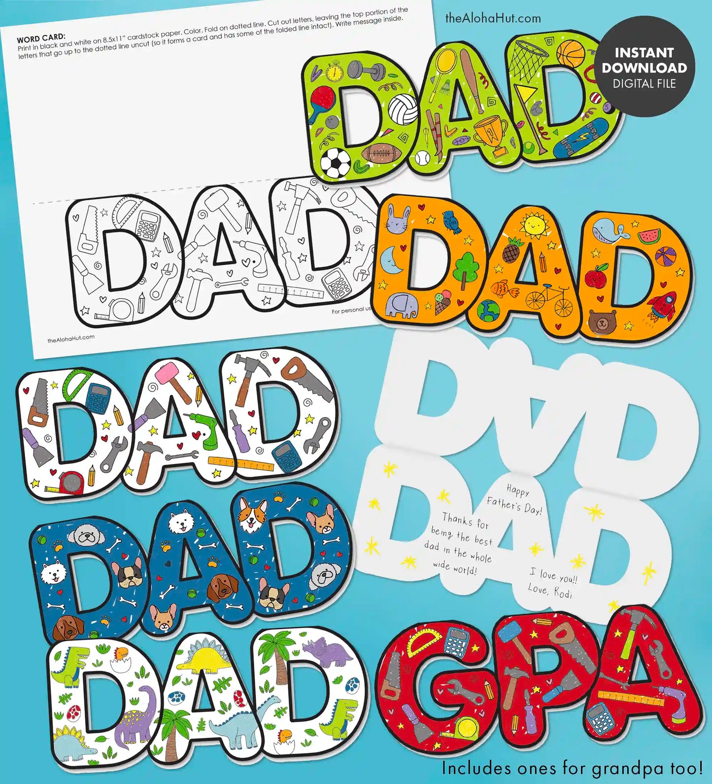 Father's Day Word Card + Grandpa too!