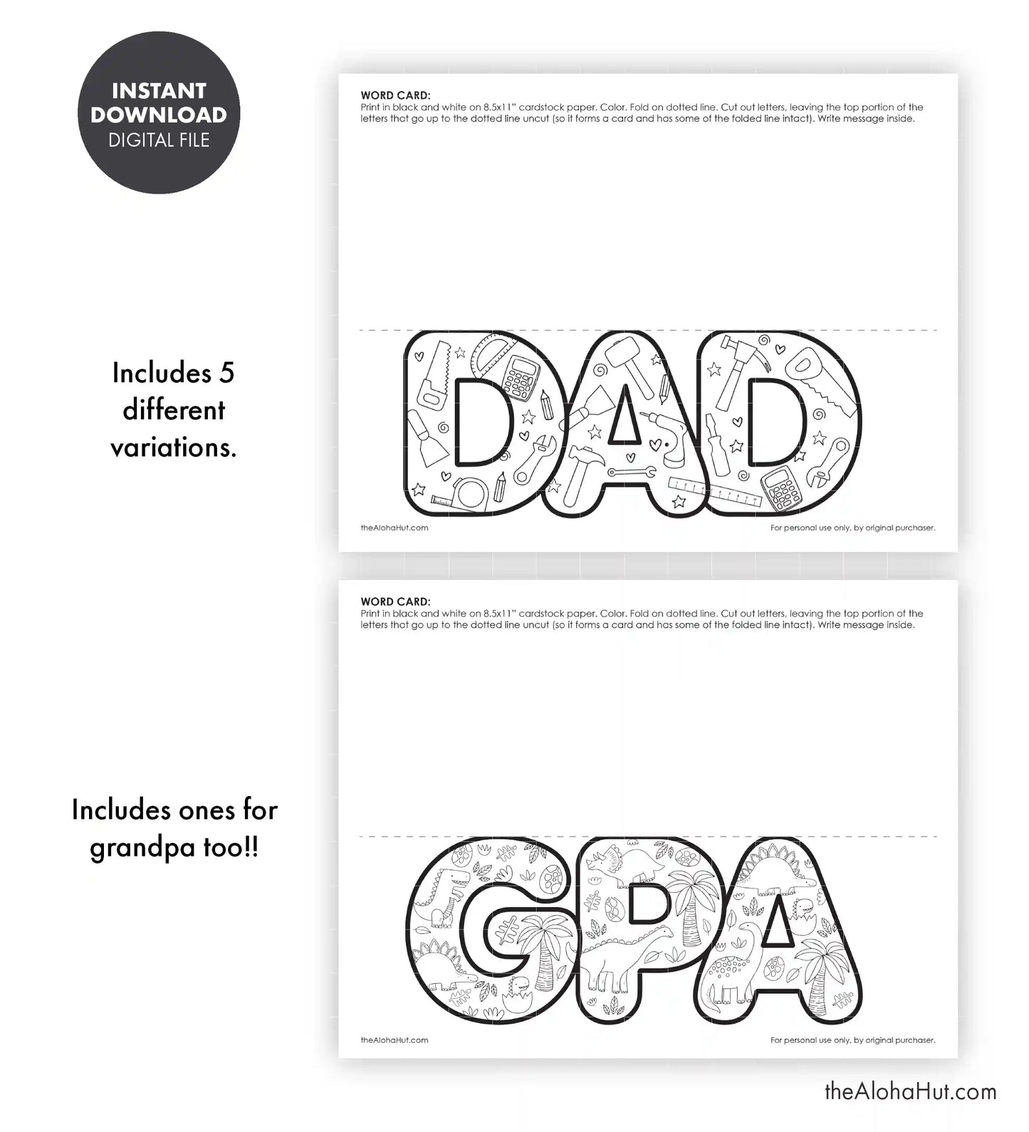 Father's Day Word Card + Grandpa too!