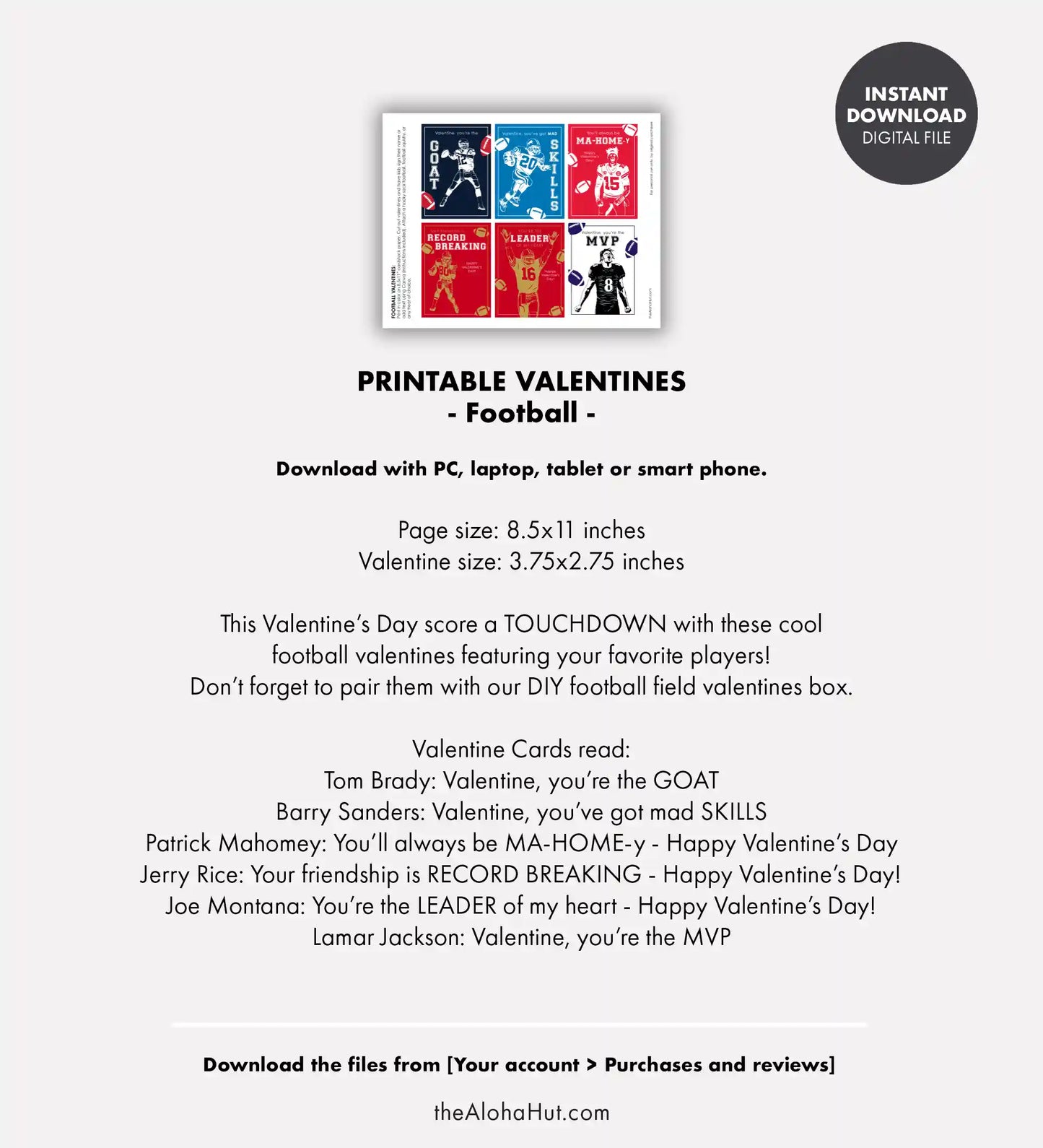 Football - Printable Valentines