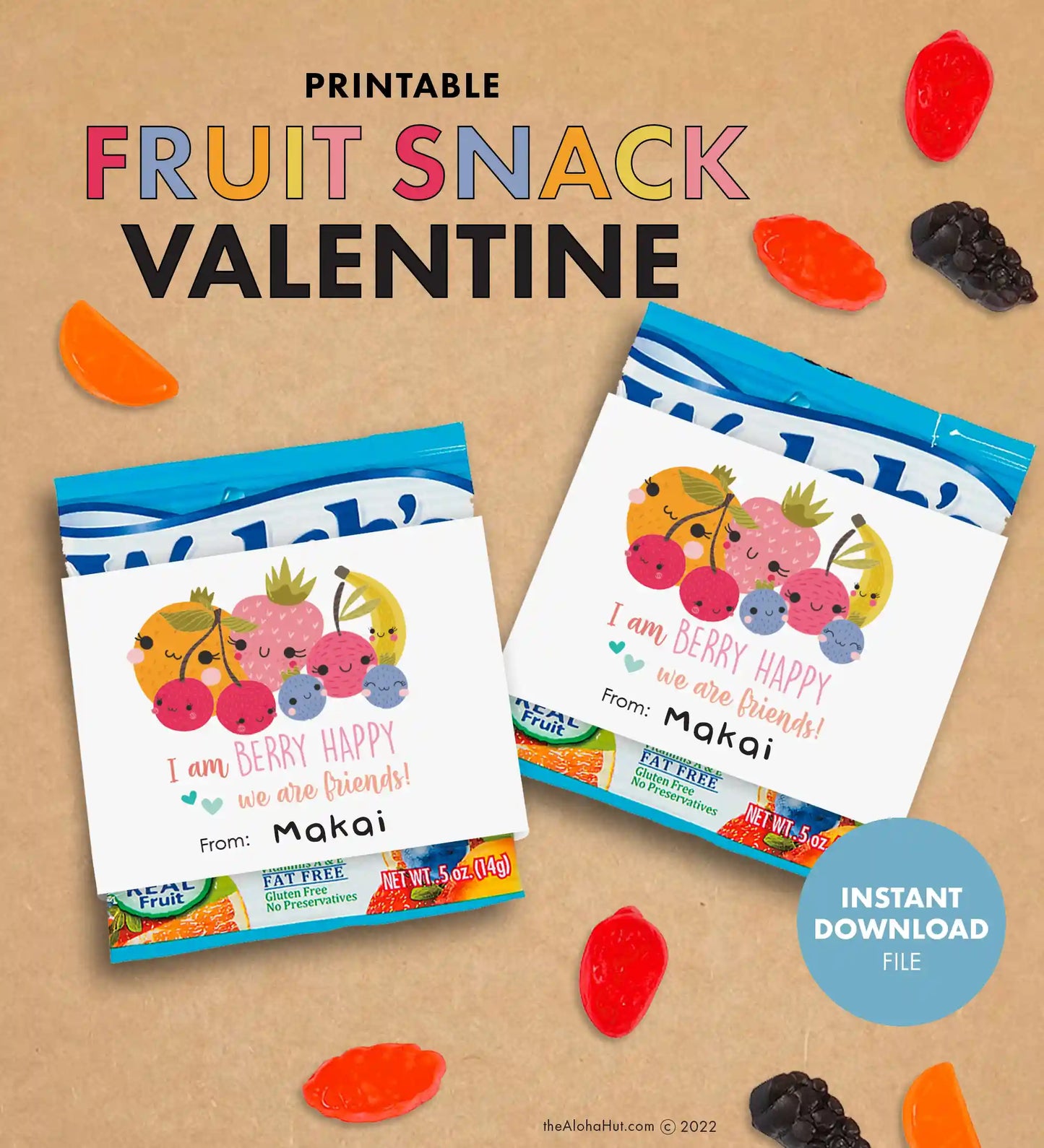 Fruit Snack - Printable Valentines