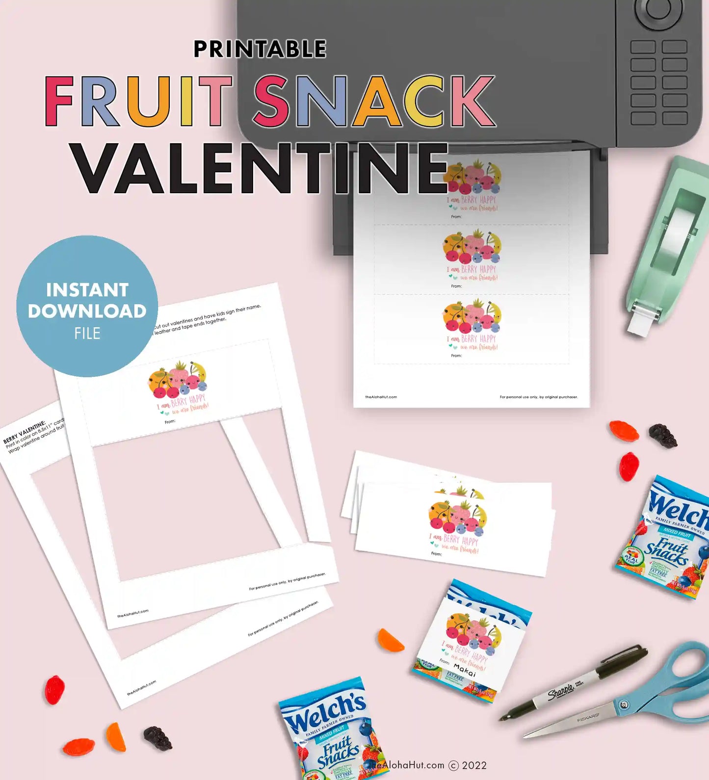 Fruit Snack - Printable Valentines