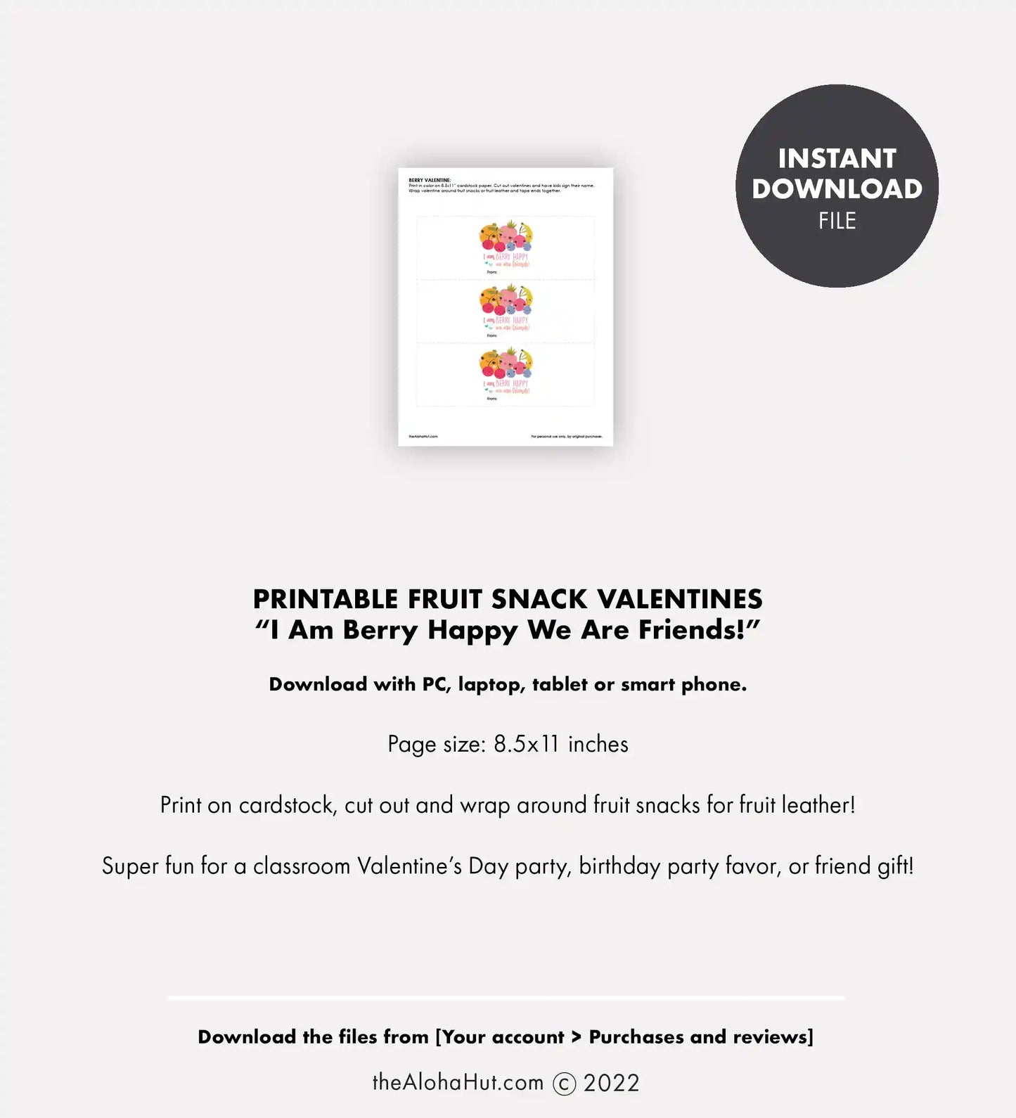 Fruit Snack - Printable Valentines