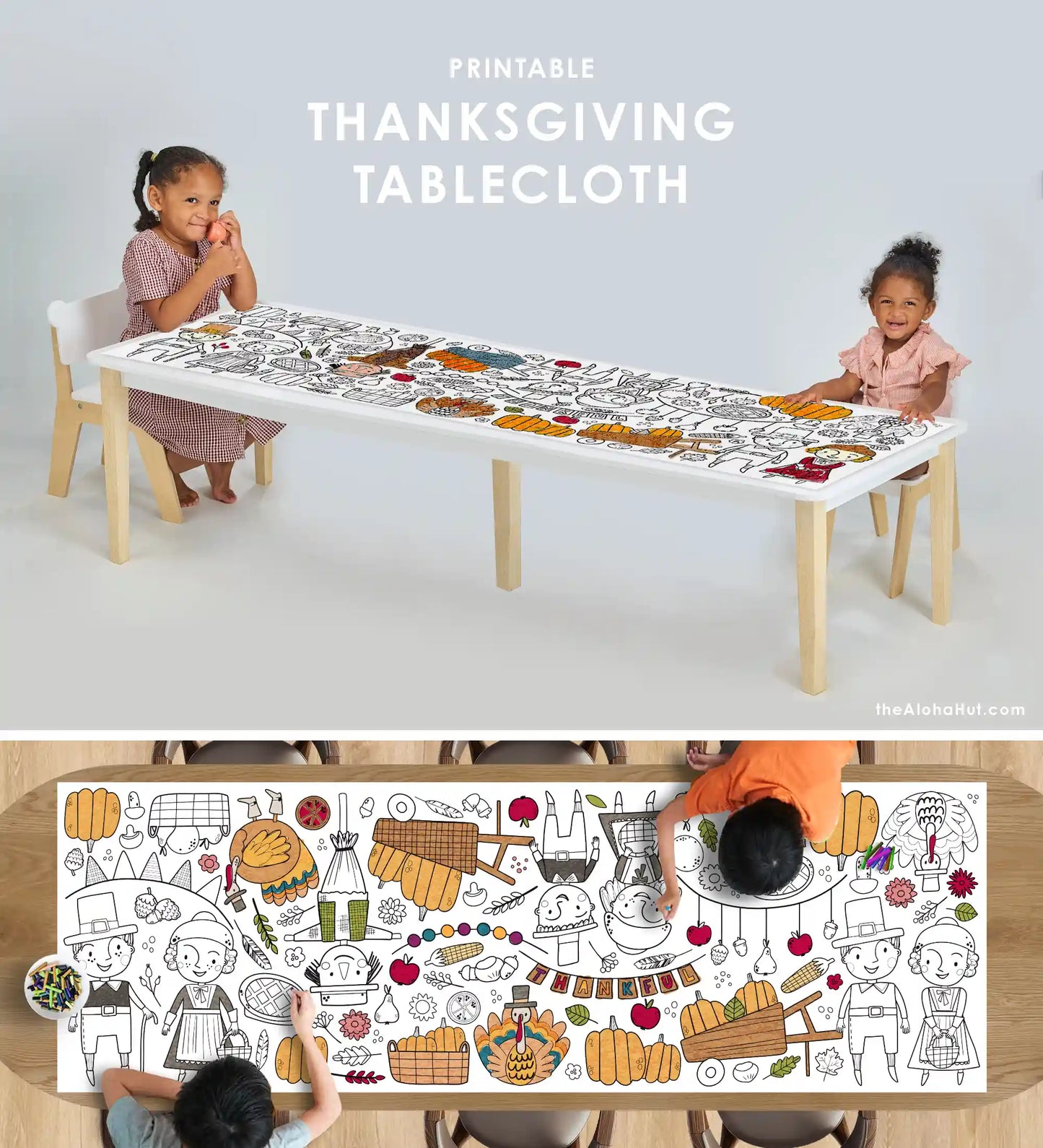 Giant Thanksgiving Coloring Poster Tablecloth