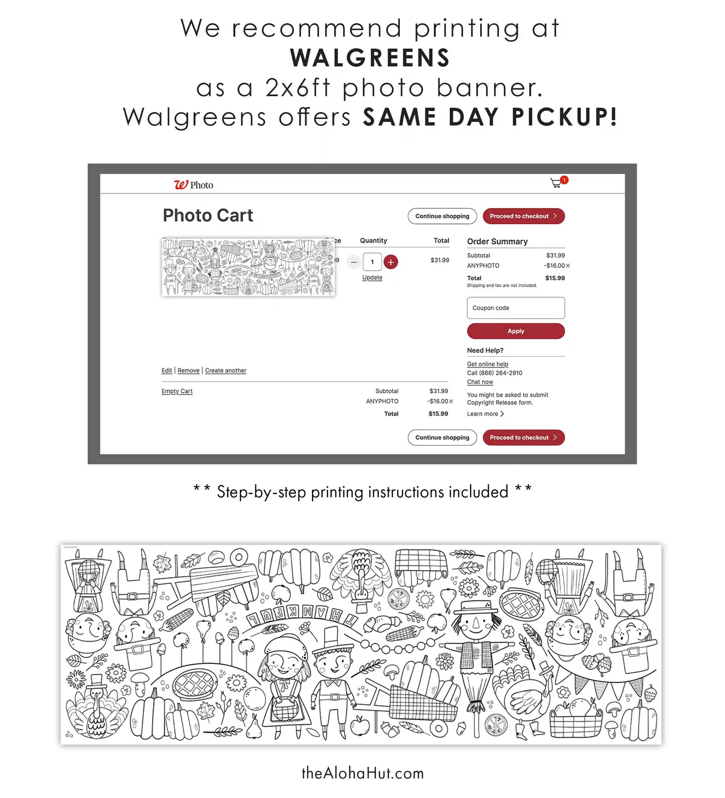 Giant Thanksgiving Coloring Poster Tablecloth