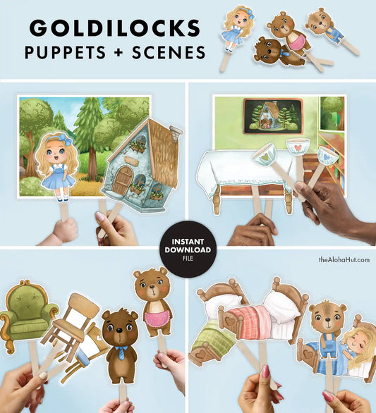 Goldilocks and the Three Bears Puppets and Scenes - Storytime