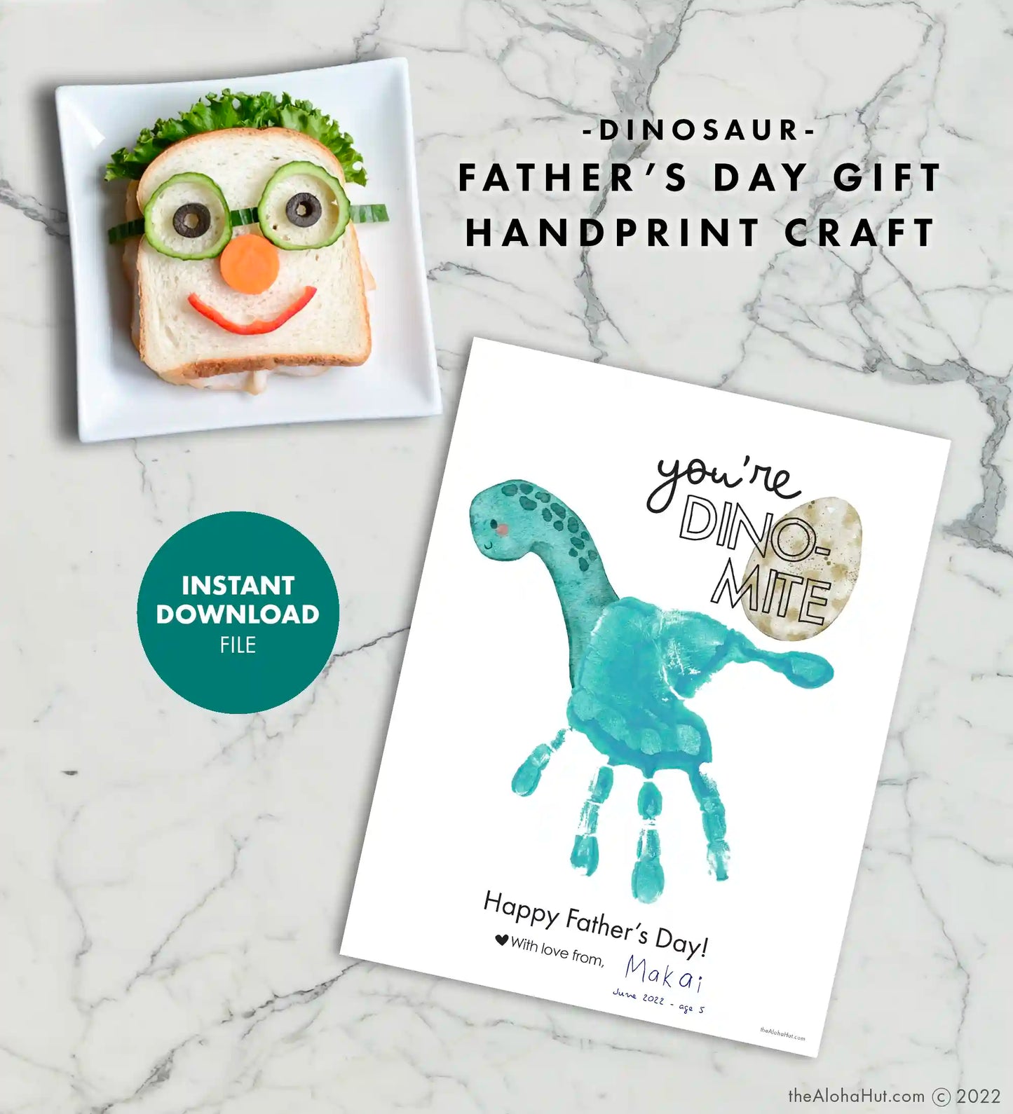 Dinosaur Father's Day Card - Handprint Craft