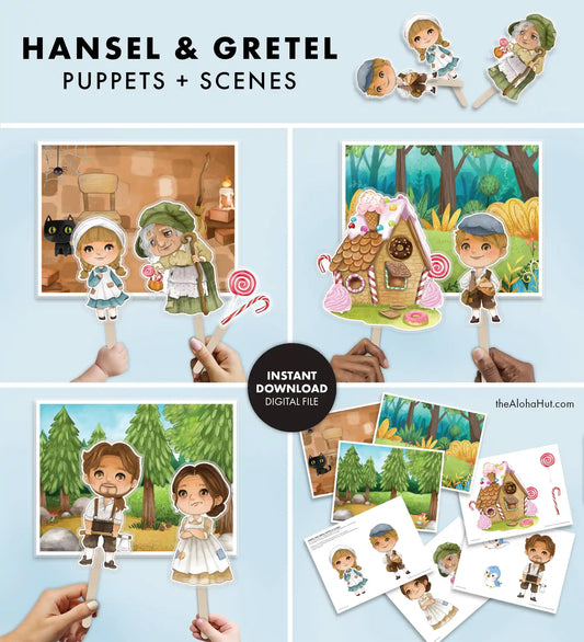 Hansel & Gretel Puppets and Scenes - Storytime