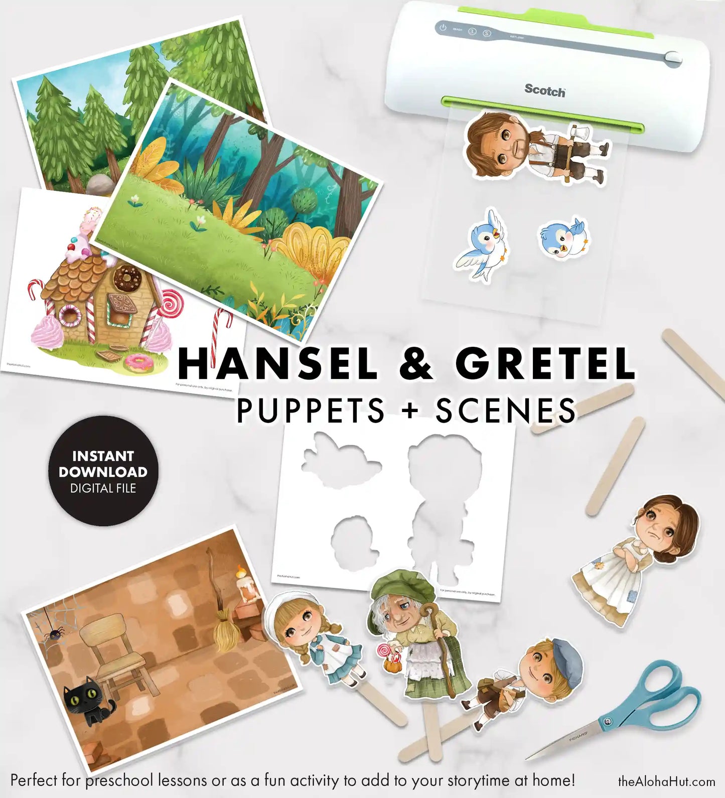 Hansel & Gretel Puppets and Scenes - Storytime