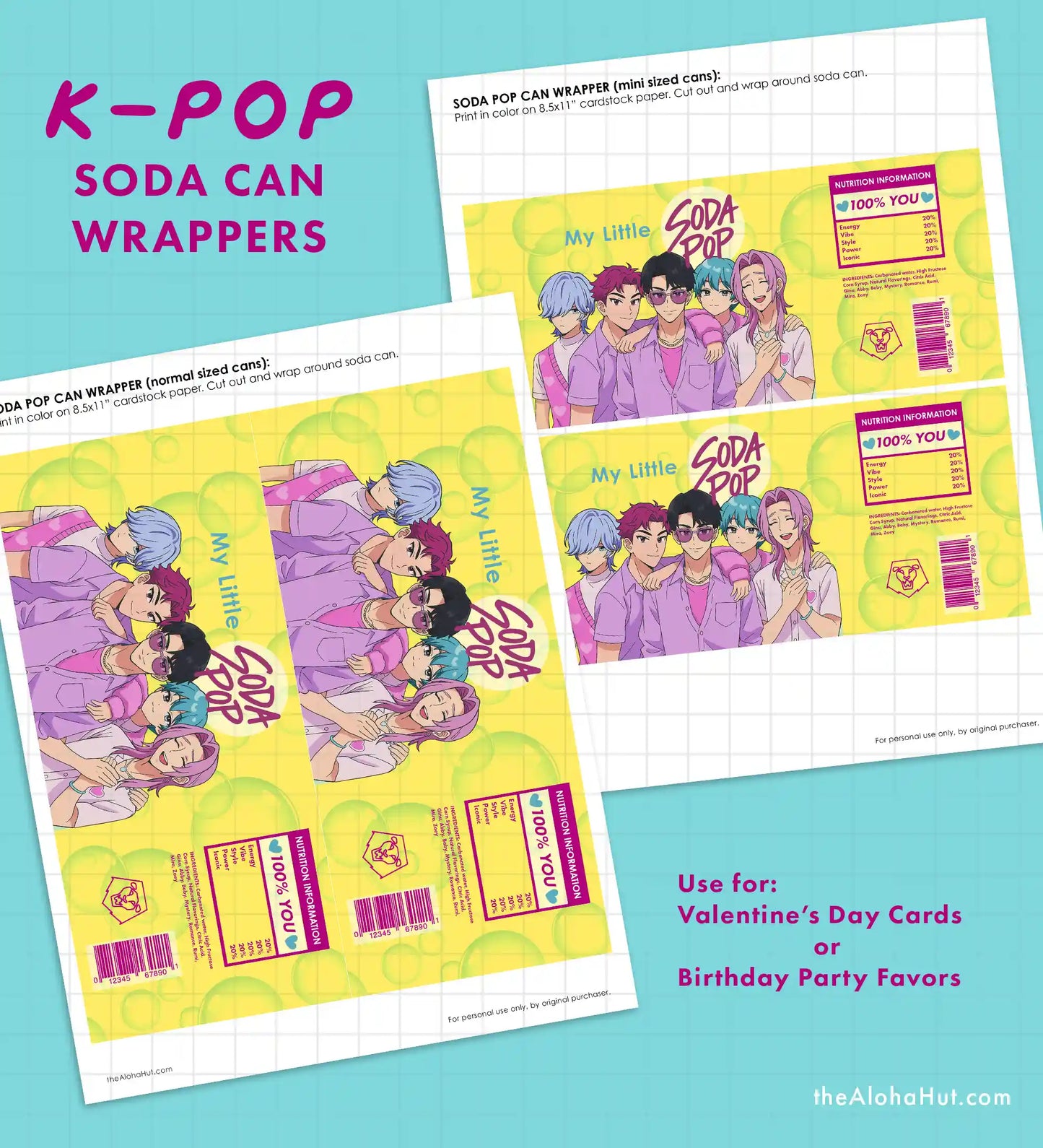 K-Pop Soda Pop Wrapper Valentines