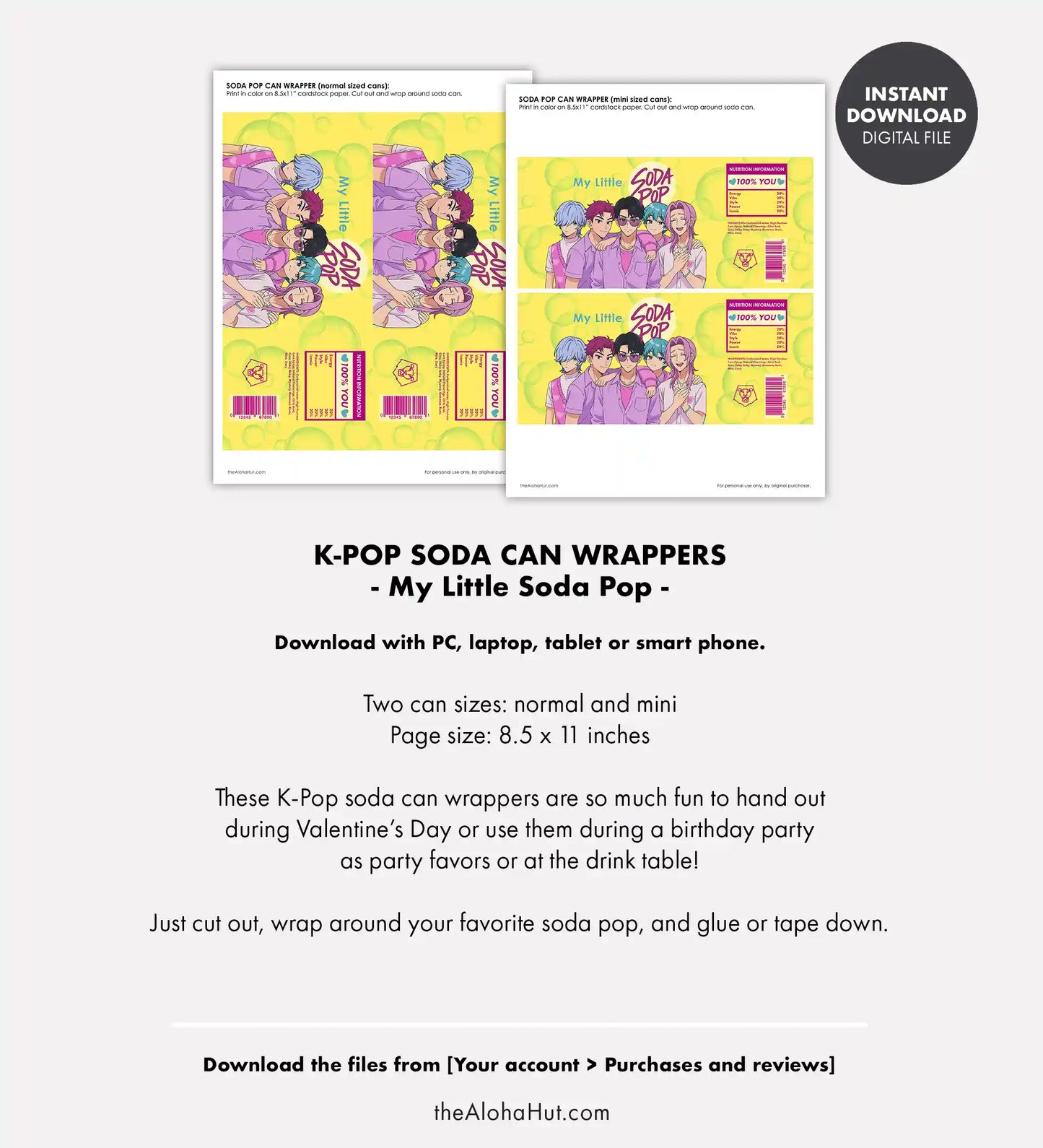 K-Pop Soda Pop Wrapper Valentines