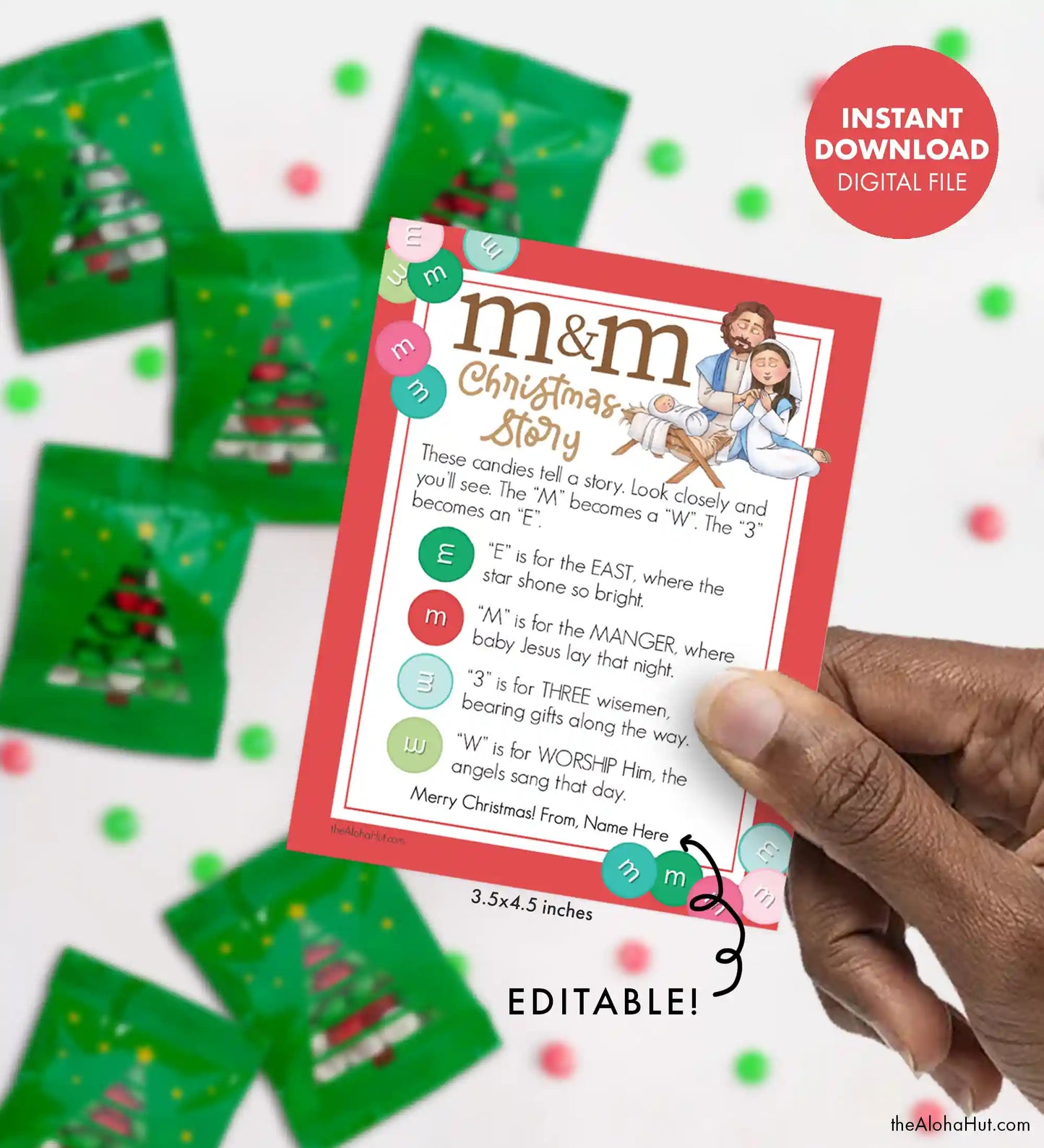 M&M Nativity Story Tag & Handout