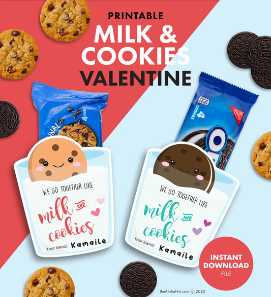 Milk & Cookies - Printable Valentine