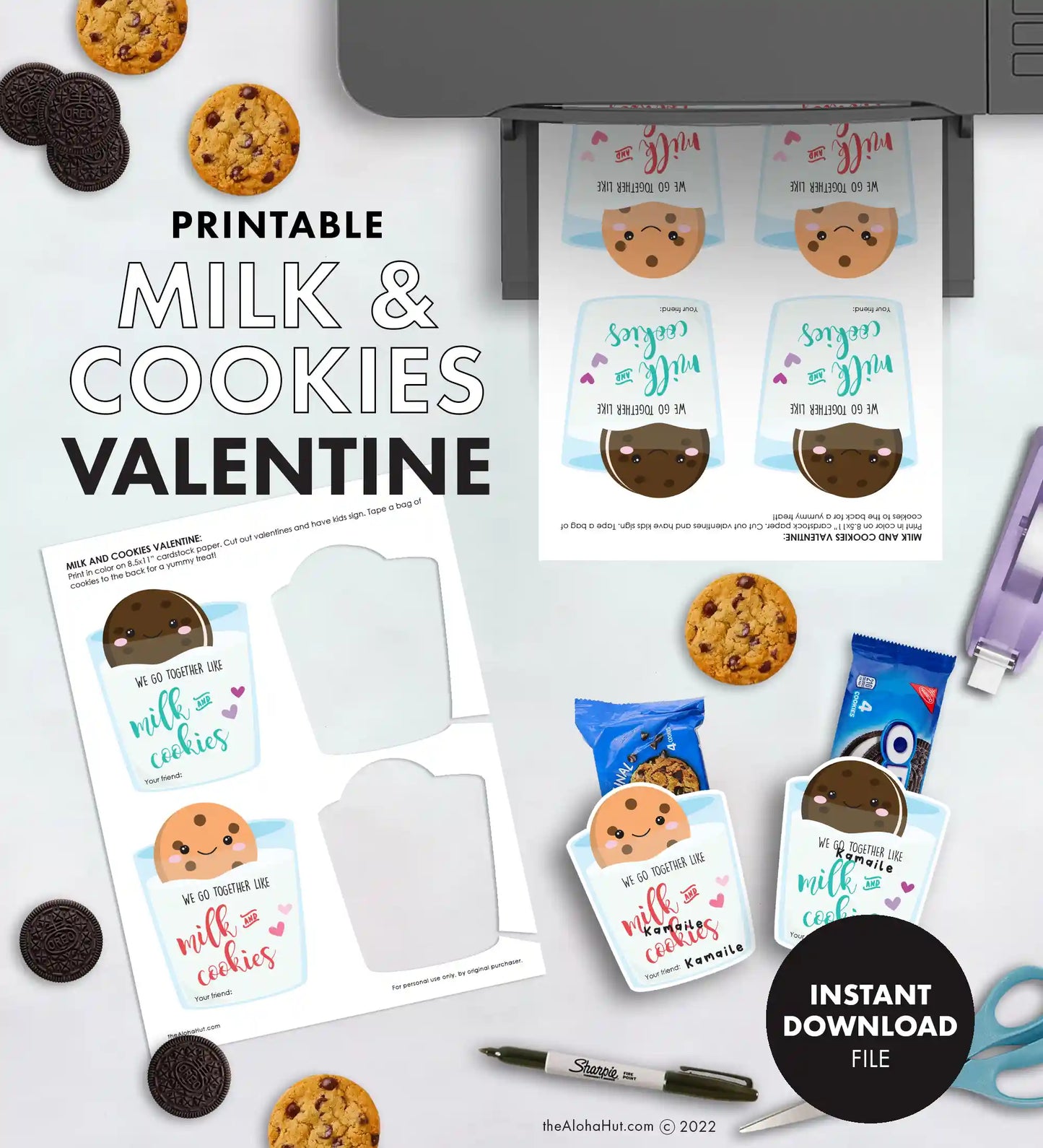 Milk & Cookies - Printable Valentine