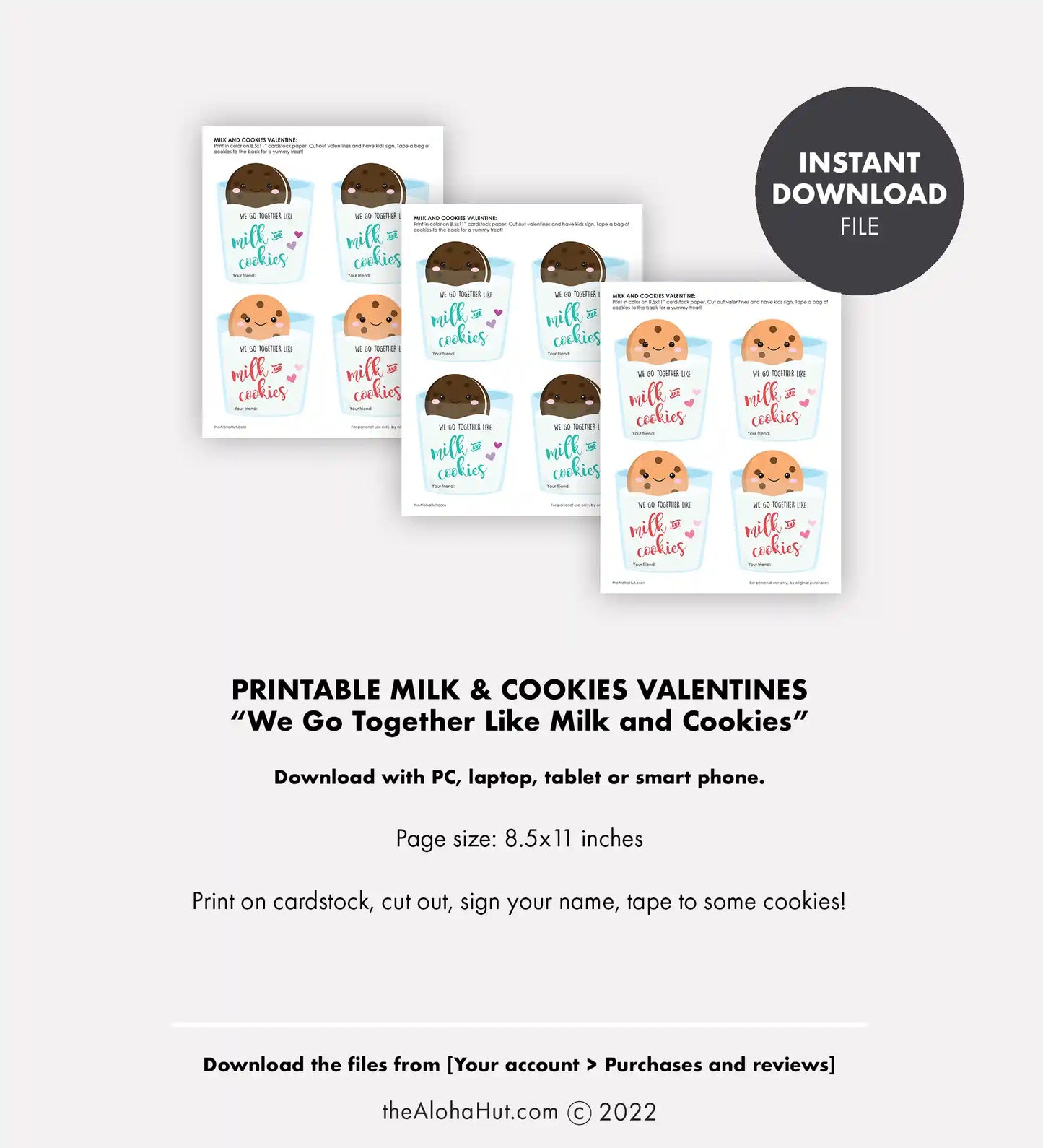 Milk & Cookies - Printable Valentine