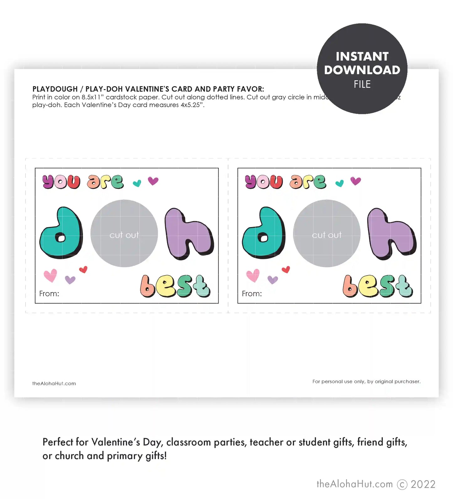 Play Doh - Printable Valentines