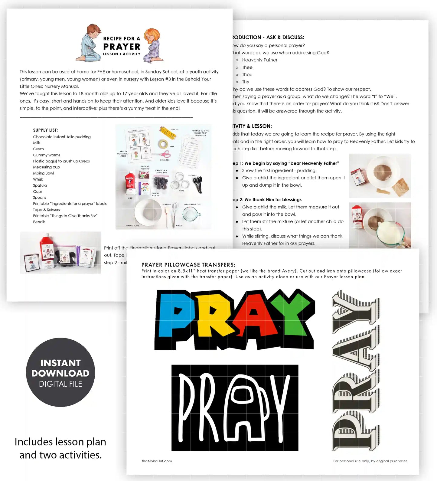 Prayer Object Lesson - Recipe for a Prayer