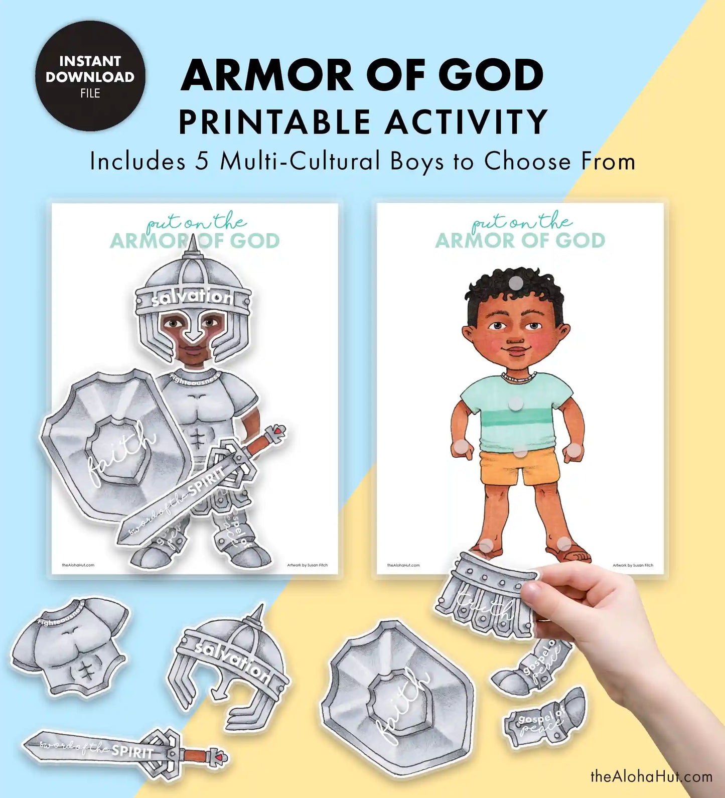 The Armor of God Game & Lesson - Activity Pages (Boy Version)