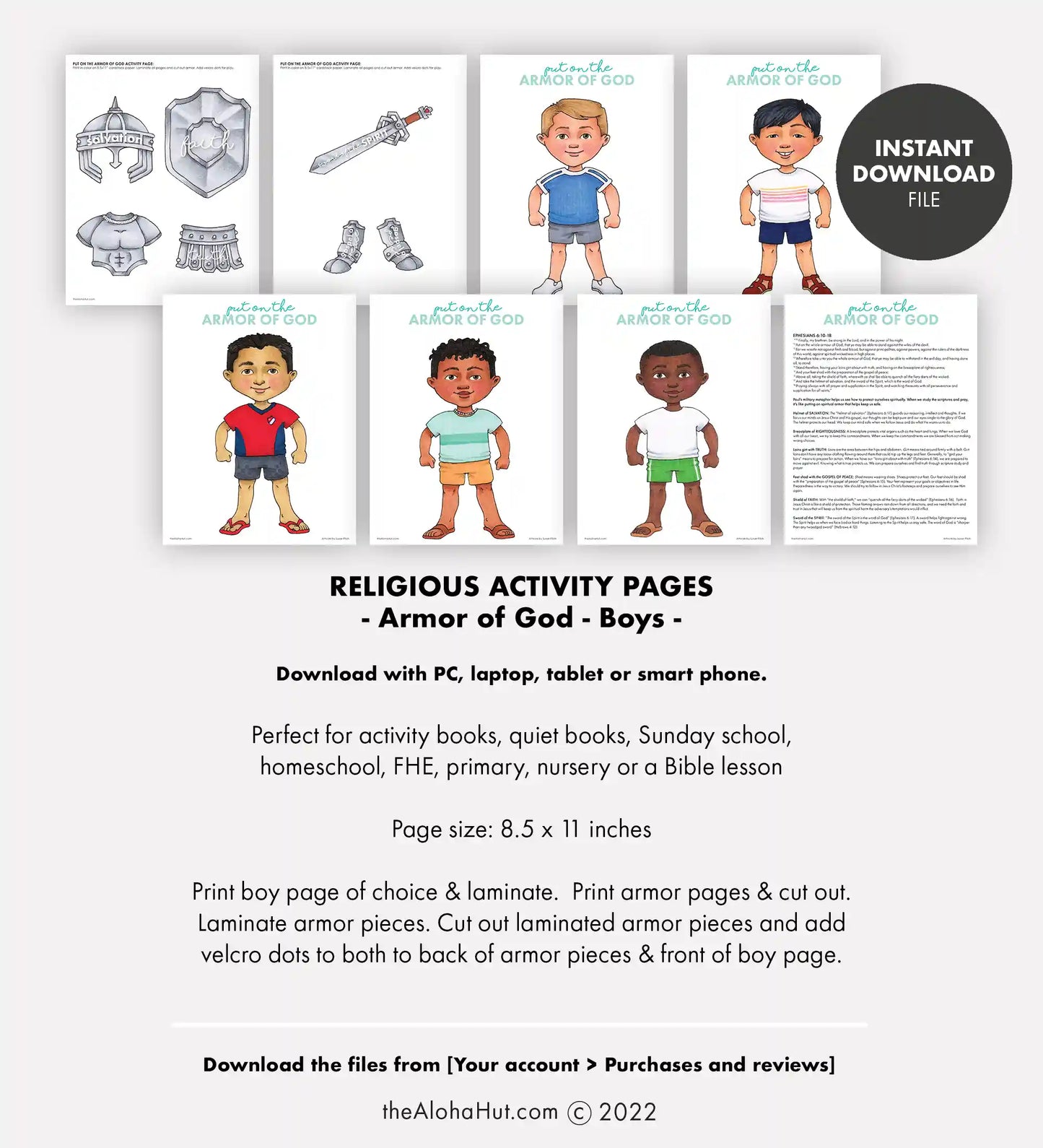 The Armor of God Game & Lesson - Activity Pages (Boy Version)