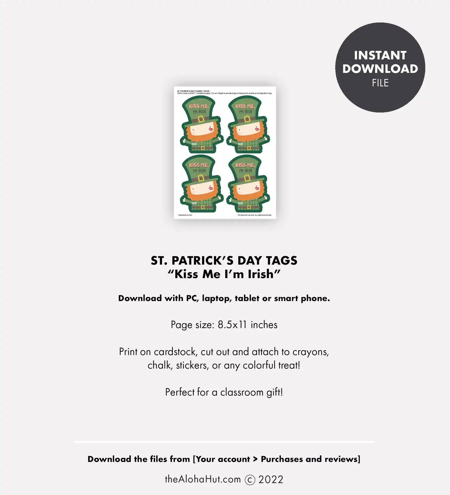 St. Patrick's Day Gift Tag - Kiss Me