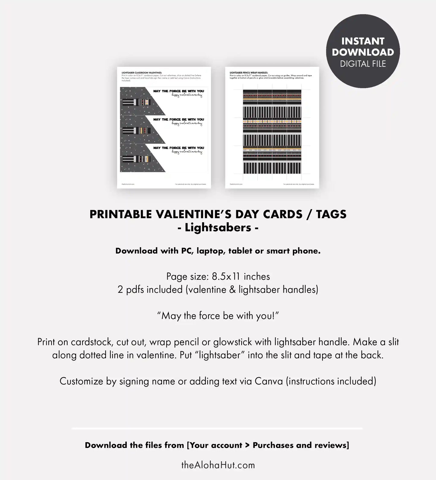 Star Wars Lighsaber - Printable Valentines
