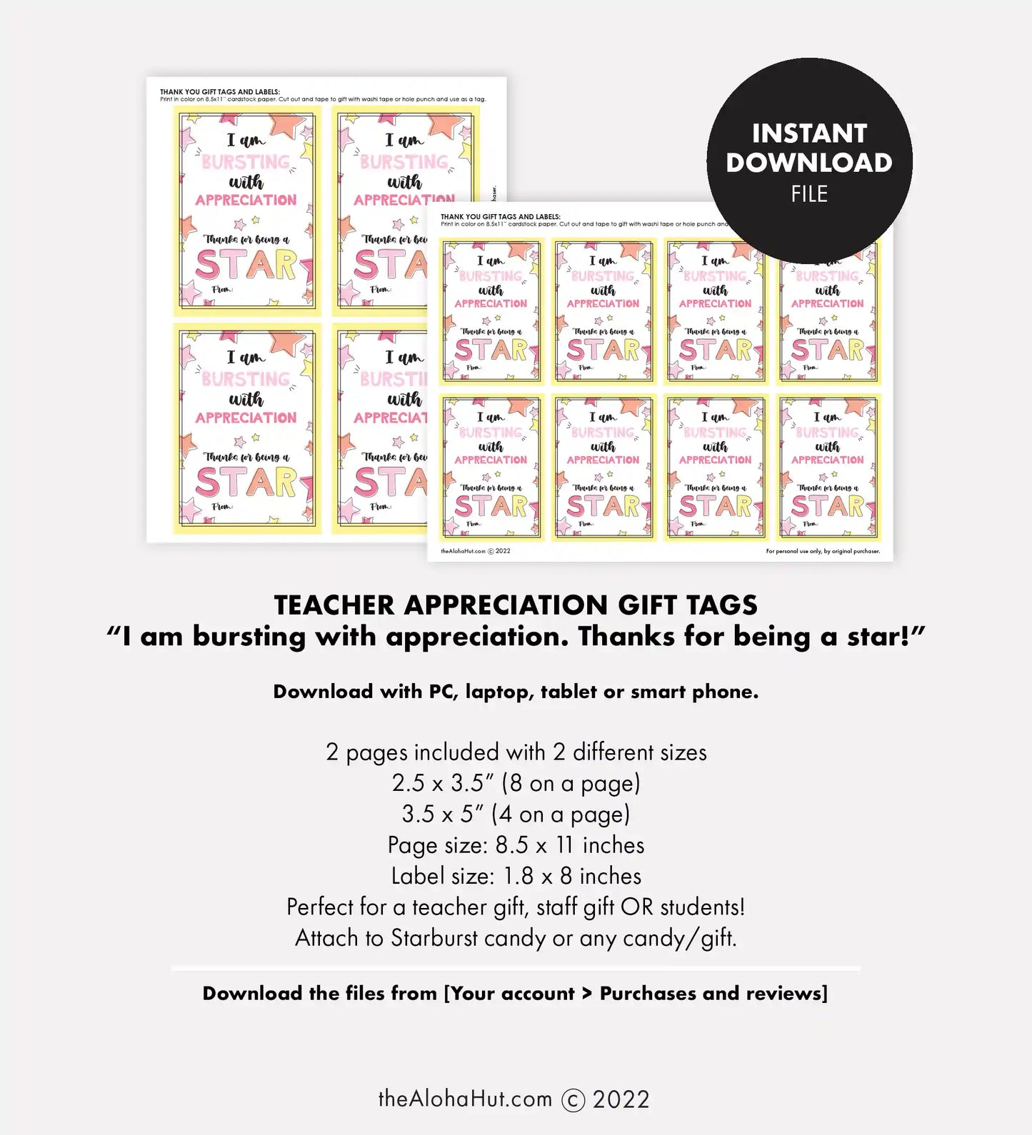 Starburst Teacher Appreciation Gift Tag