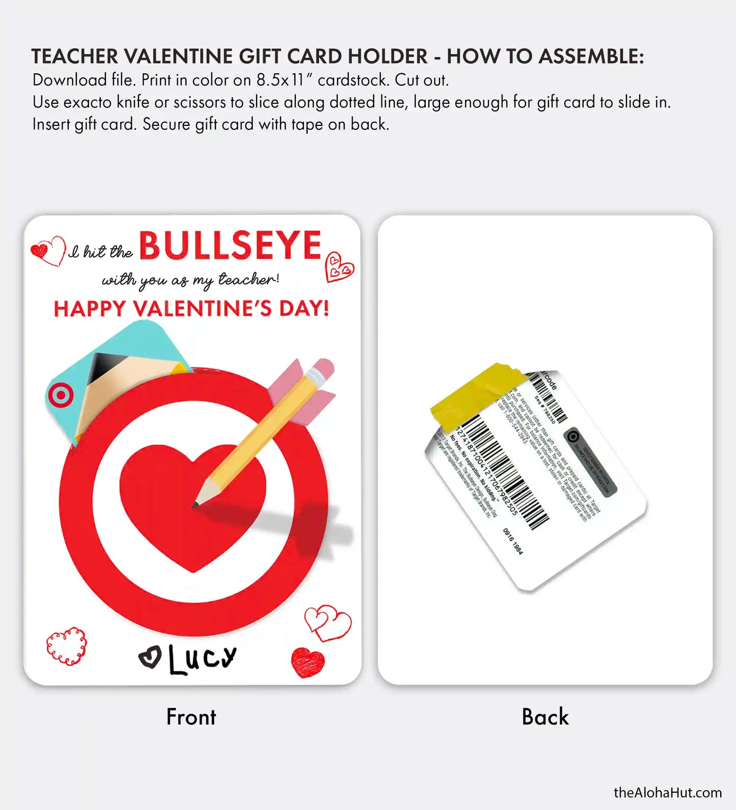 Target Gift Card Holder - Printable Valentine for Teacher