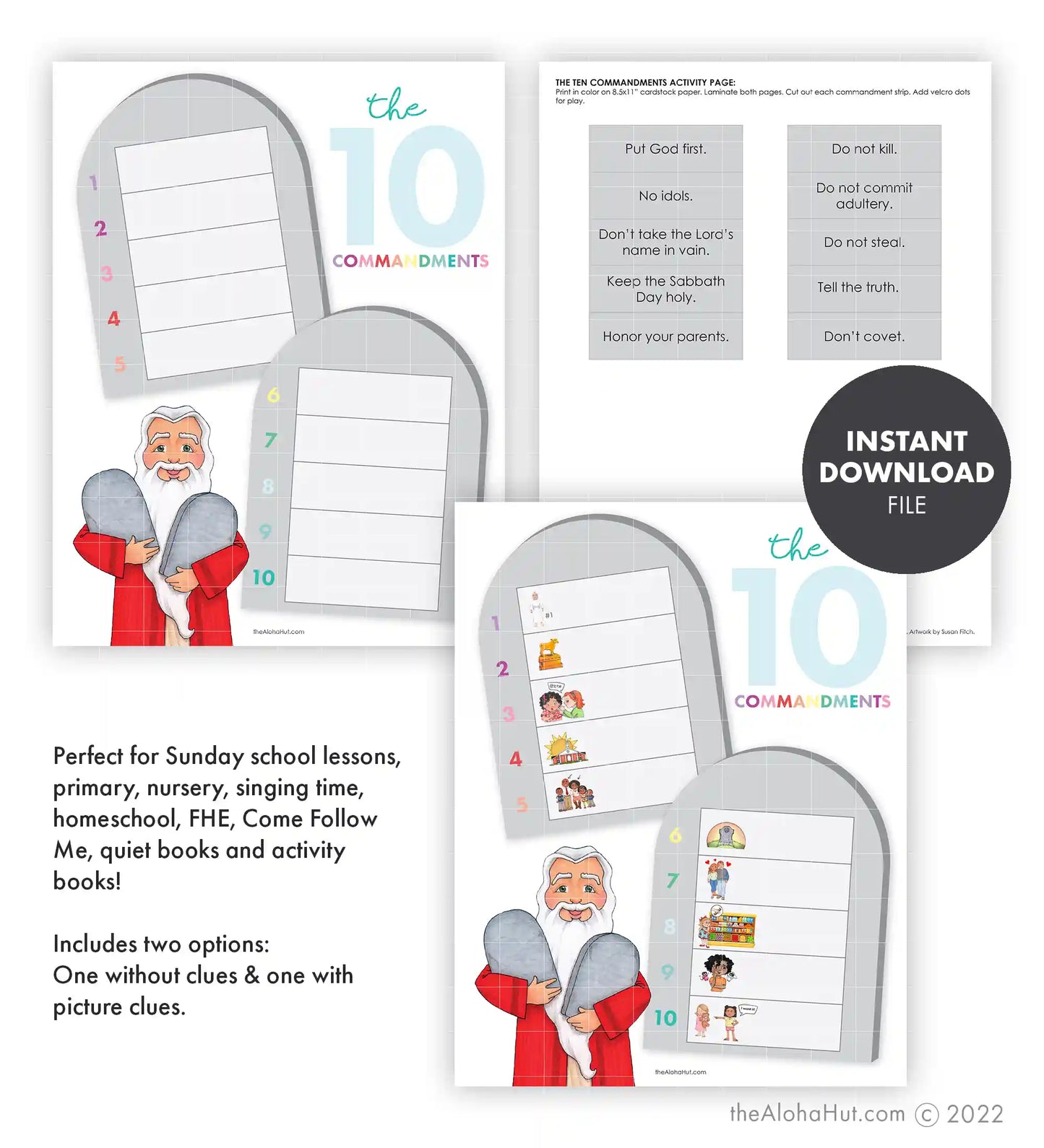 The Ten Commandments - Activity Pages – Aloha Digitals