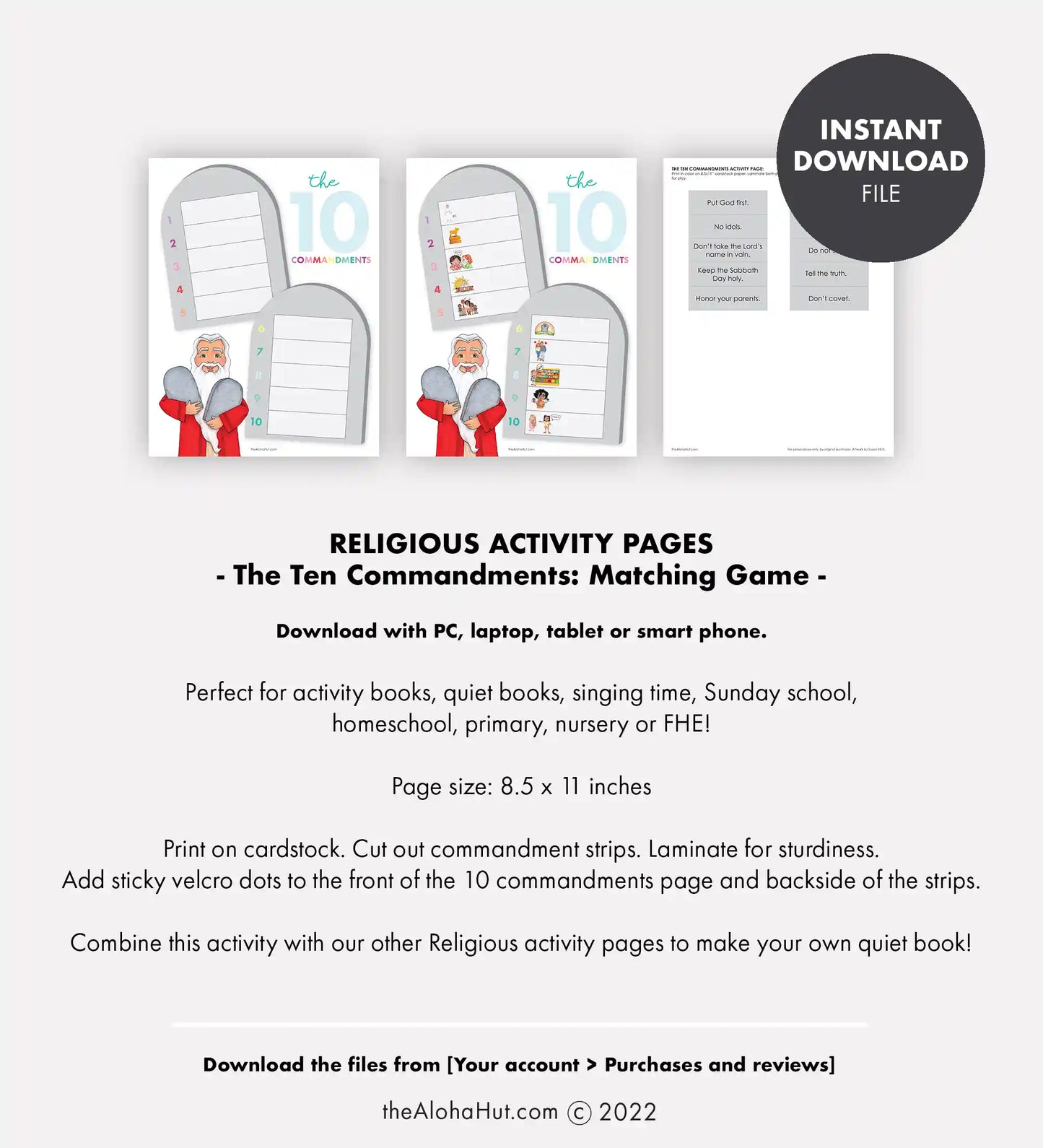 The Ten Commandments - Activity Pages – Aloha Digitals