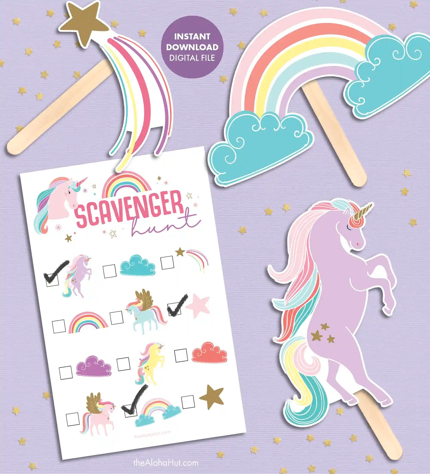 Unicorn Rainbow Party - Scavenger Hunt Game