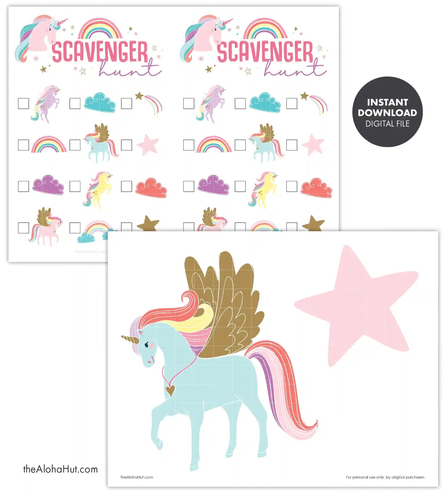 Unicorn Rainbow Party - Scavenger Hunt Game