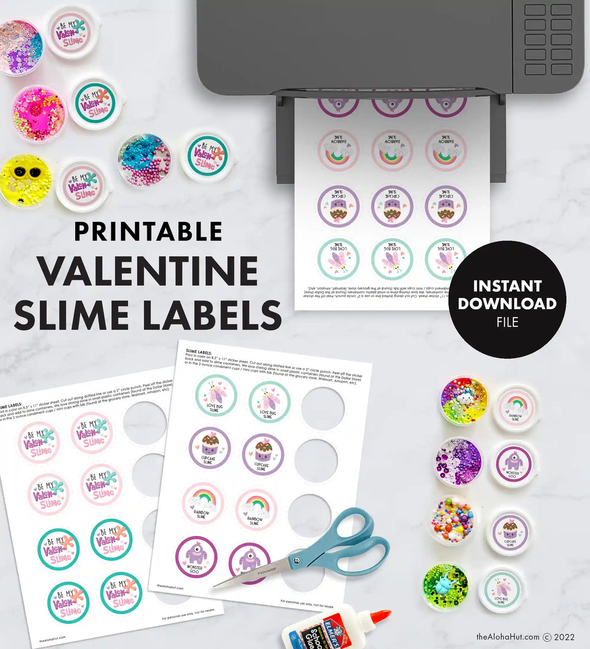Label Store Slime Slime Labels - Printable Valentines – Aloha Digitals