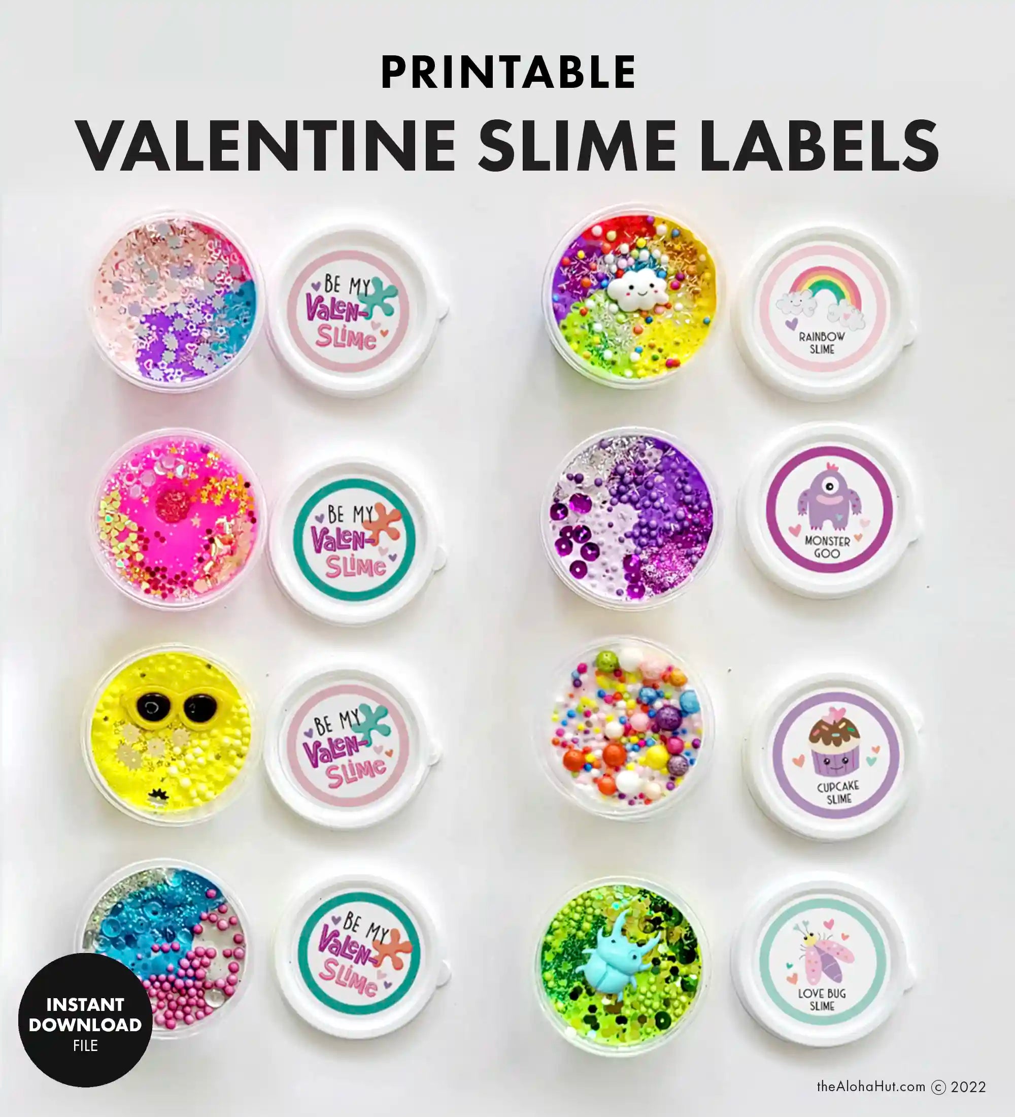 Slime Labels - Printable Valentines – Aloha Digitals Slime Labels - Printable Valentines – Aloha Digitals