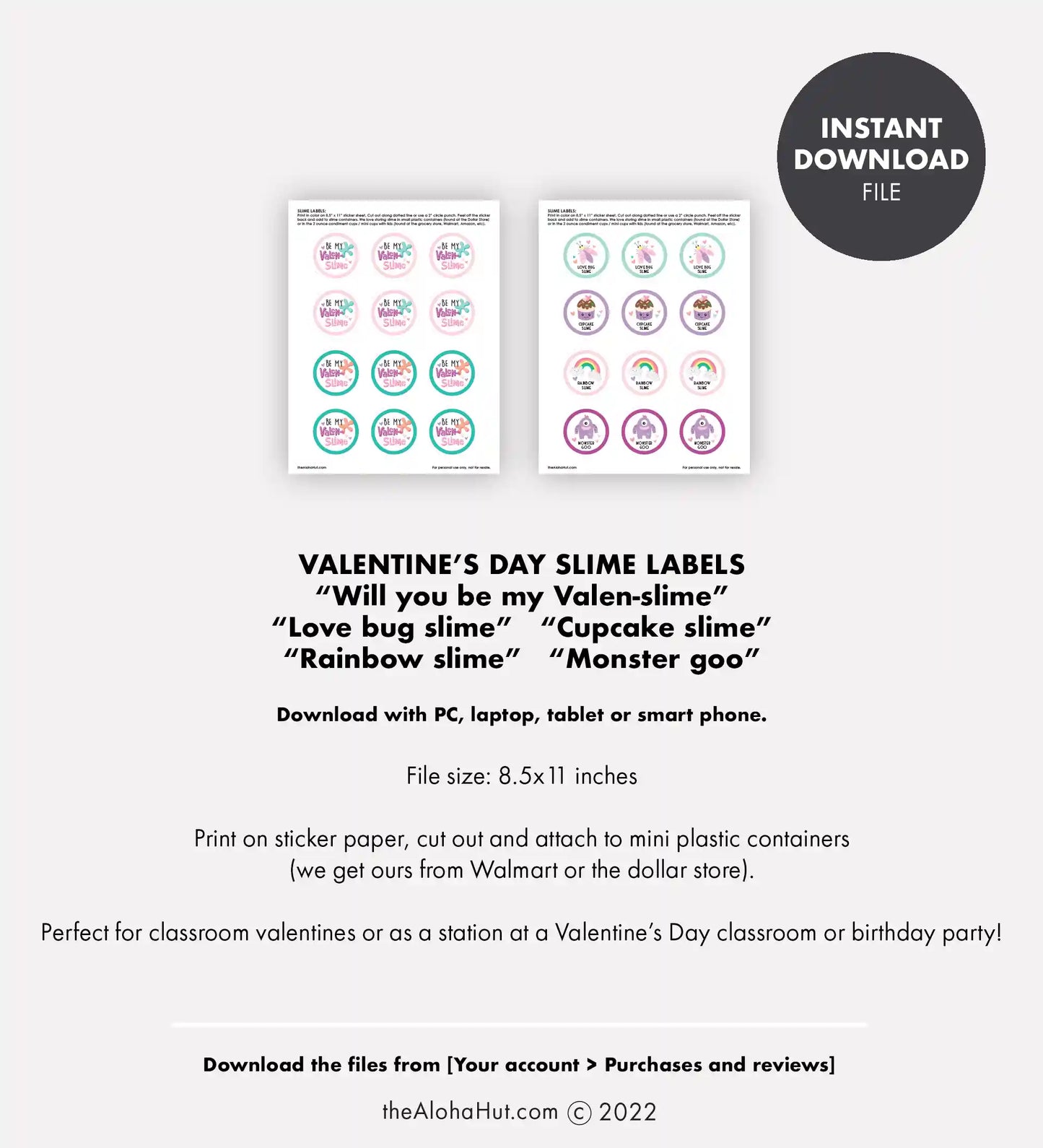 Slime Labels - Printable Valentines