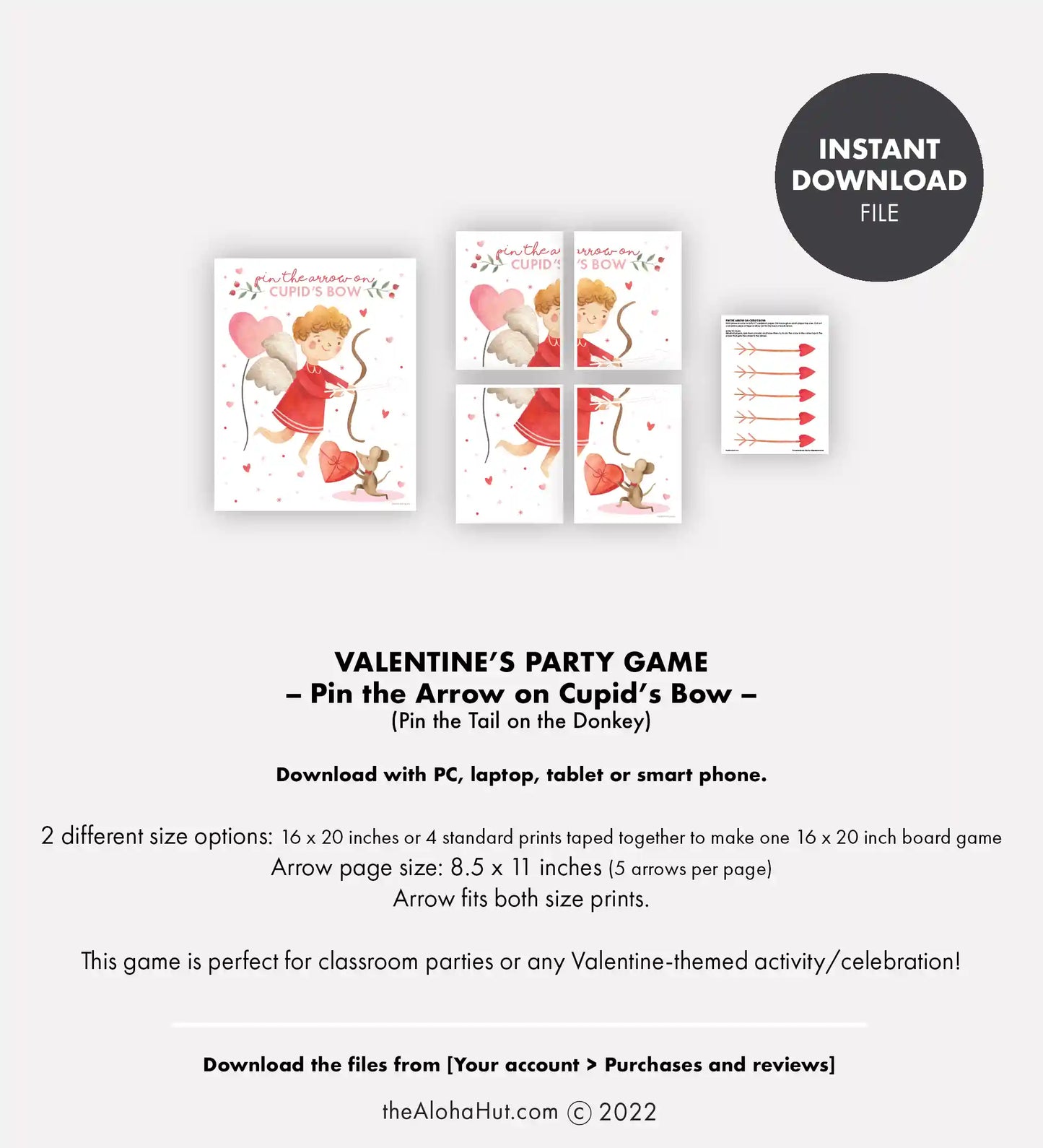 Valentine's Day Party PIN THE TAIL Game