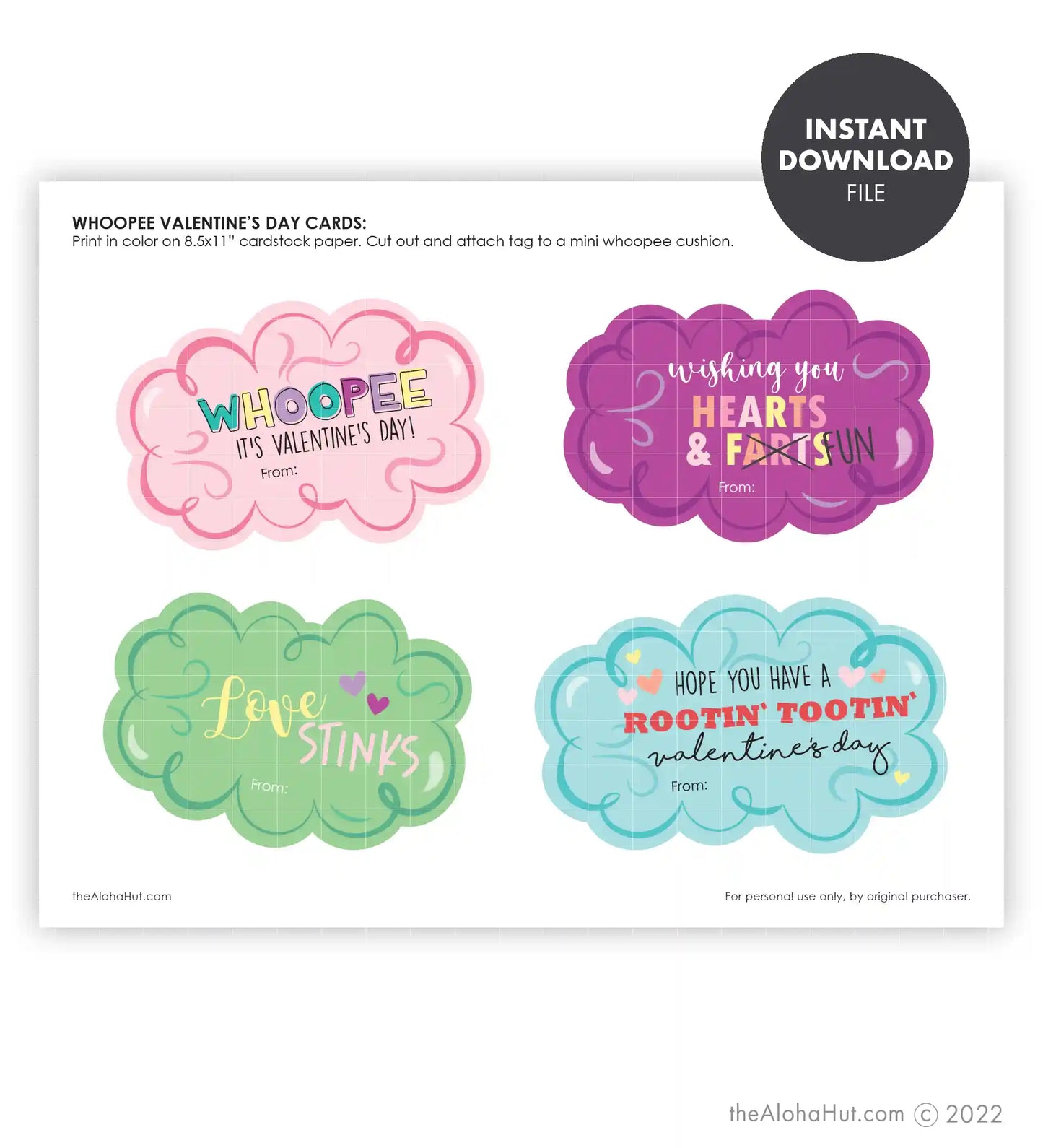 Whoopee Cushion - Printable Valentines