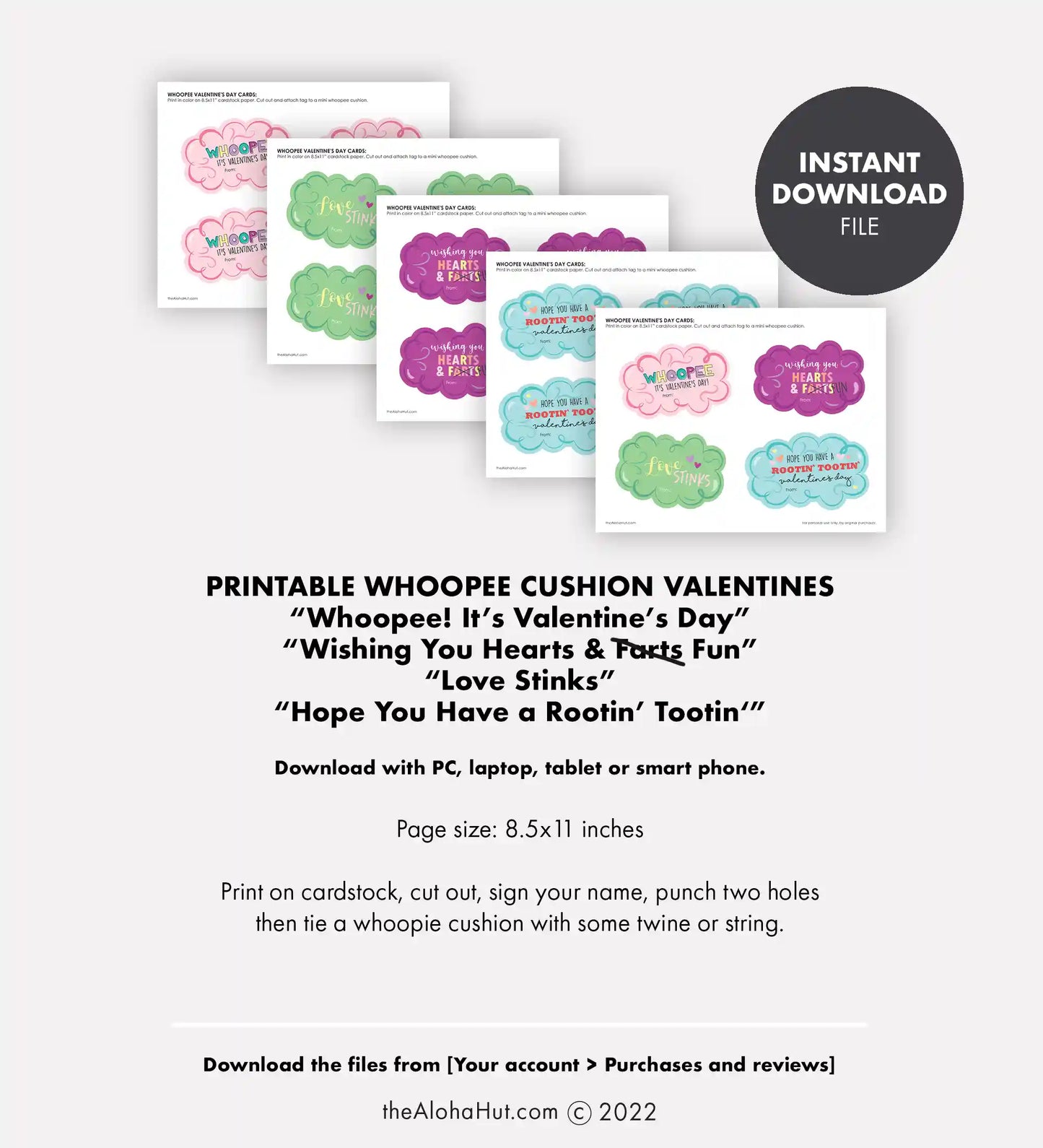 Whoopee Cushion - Printable Valentines