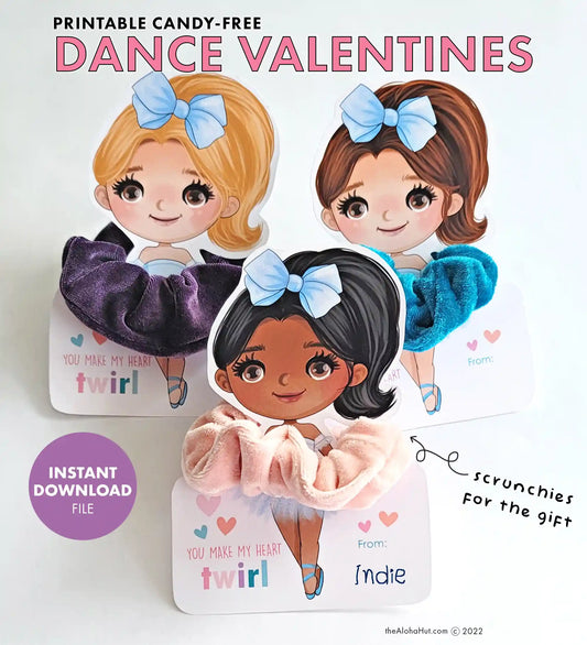 Dance / Ballerina - Printable Valentine "You Make My Heart Twirl!"